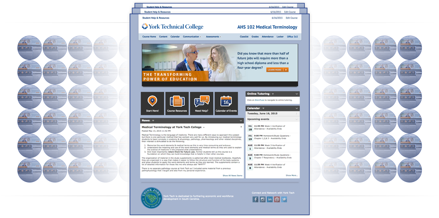 Template applied to model course one