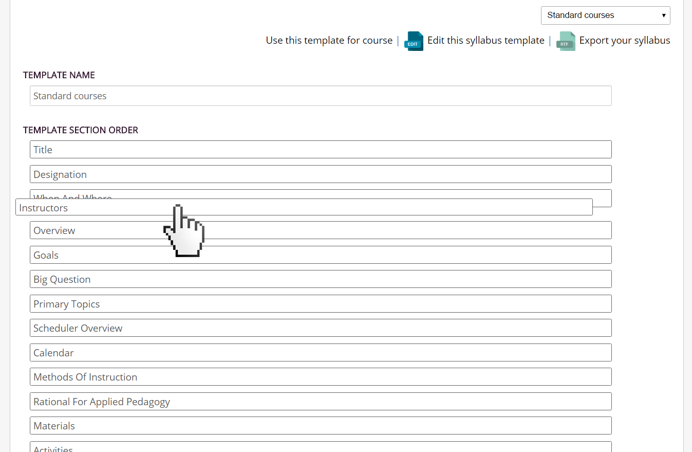 Auto-populated syllabus template