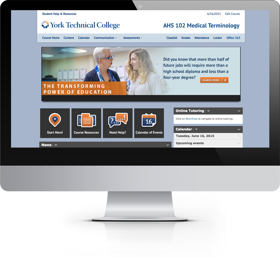 York Technical College online course site